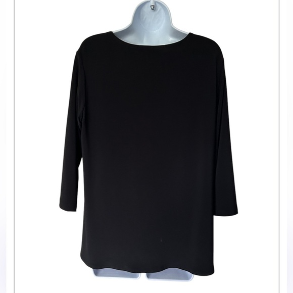 Sympli black top tunic scoop neck 3/4 sleeve ties at hem excellent Size 12 - Picture 2 of 8